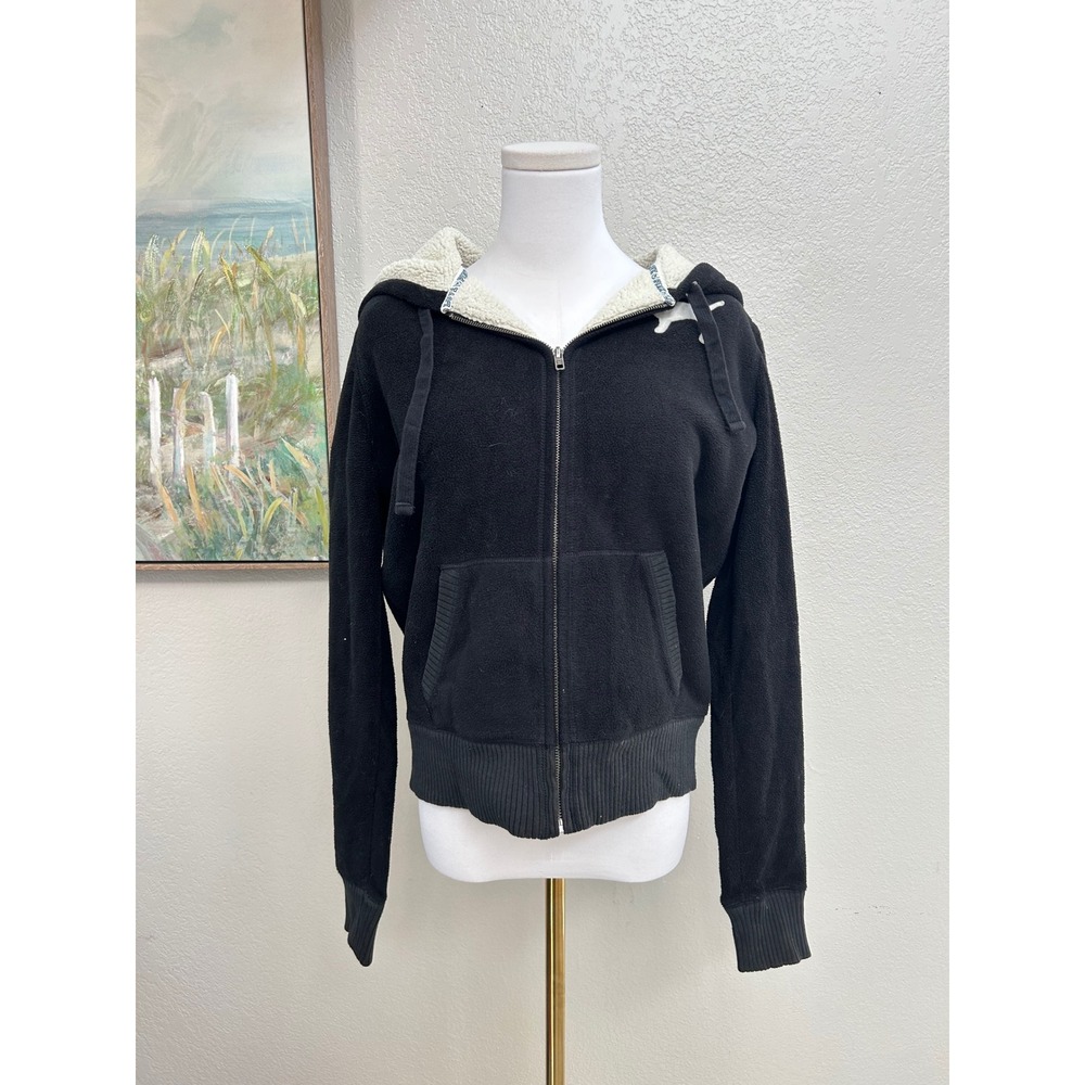 Victoria's Secret PINK Sherpa Lined Full Zip Hoodie Black